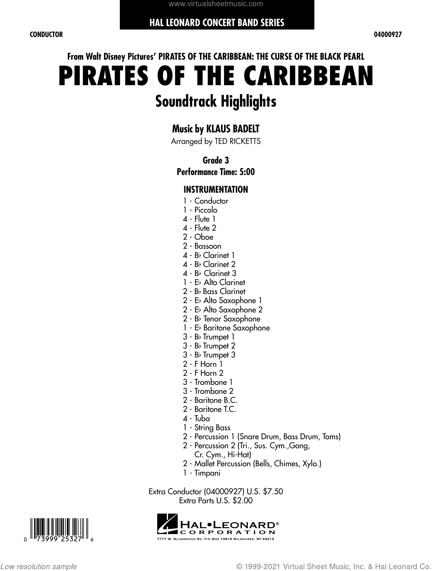 Pirates of the Caribbean (Soundtrack Highlights) (arr. Ted Ricketts)