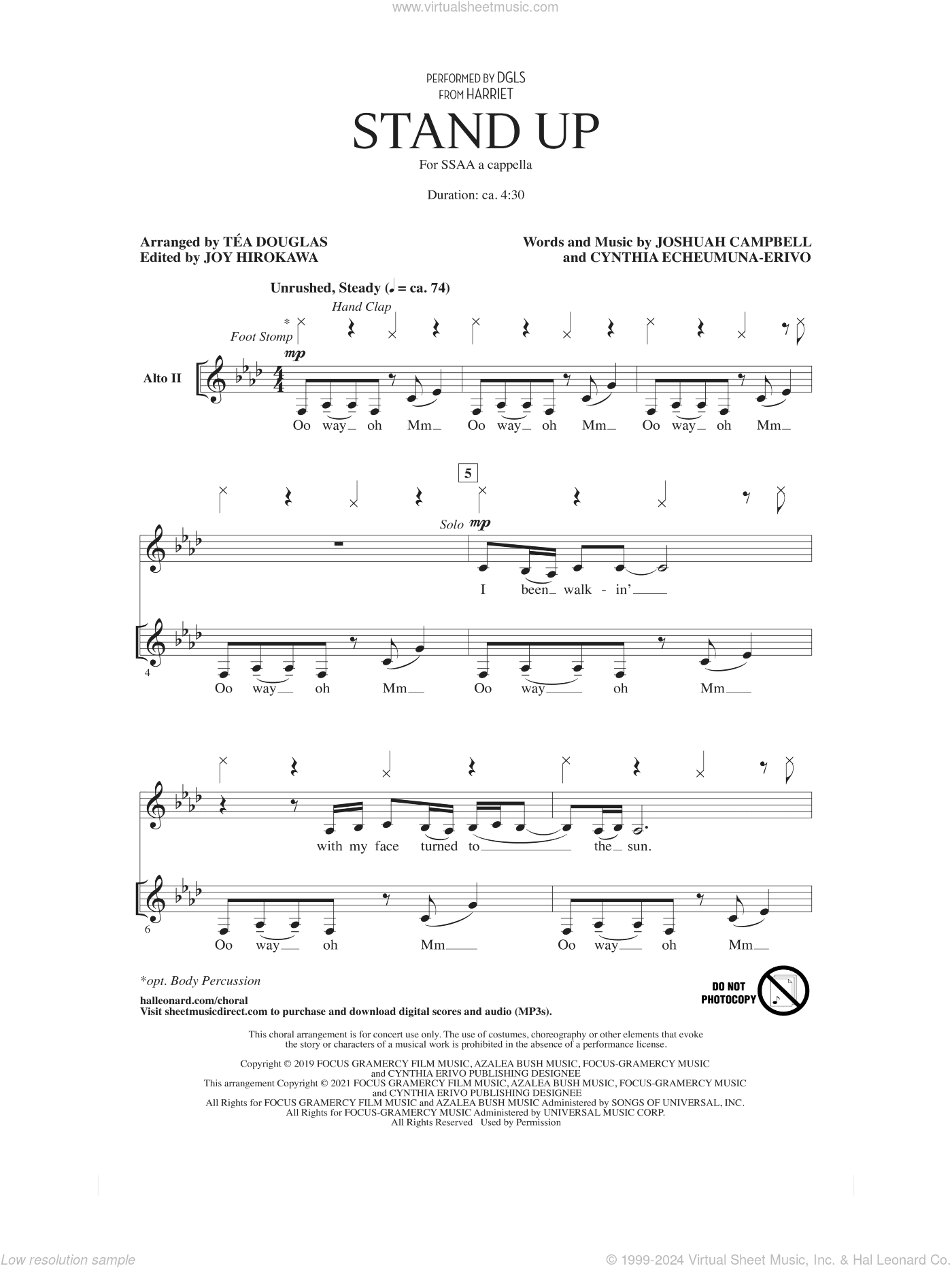 Stand Up (from Harriet) (arr. Tea Douglas)