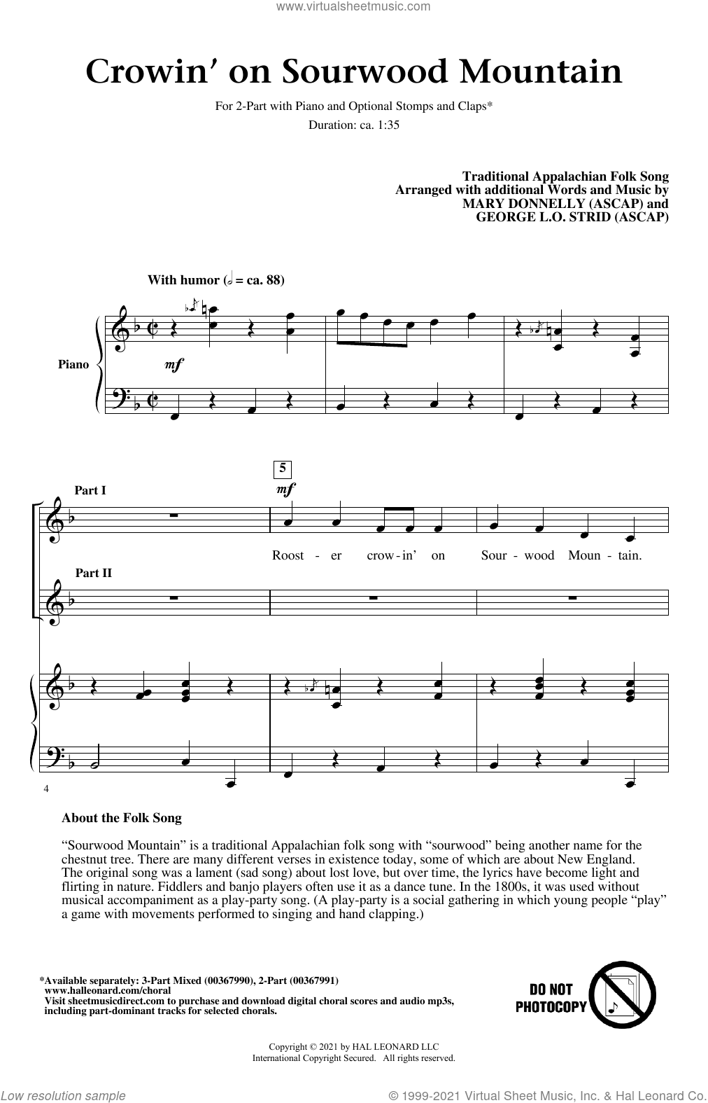 Crowin' On Sourwood Mountain (arr. Mary Donnelly and George L.O. Strid)