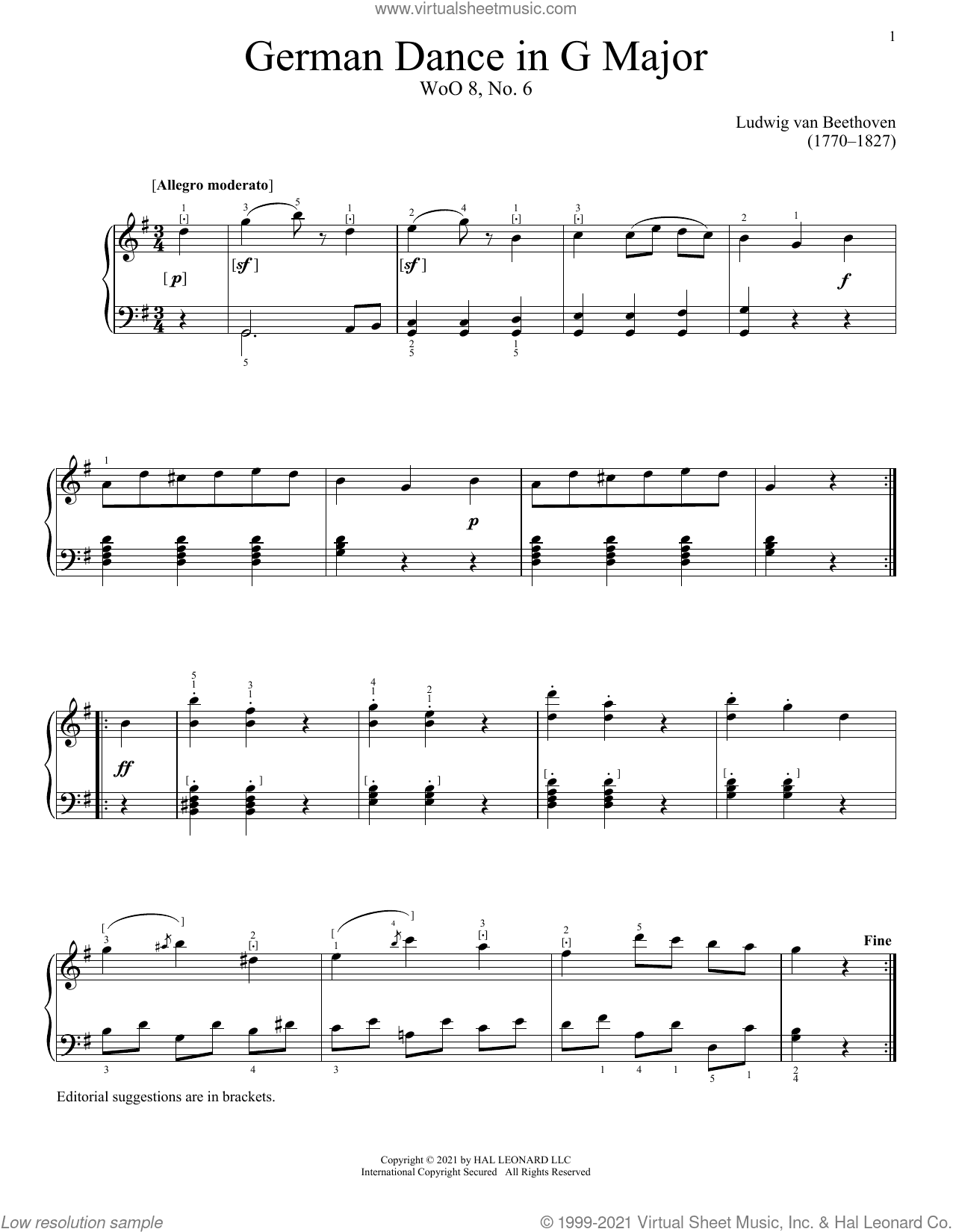 German Dance In G Major, WoO 8, No. 6