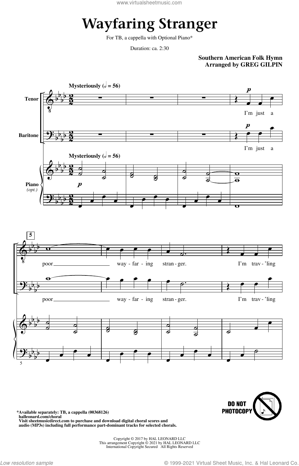 Wayfaring Stranger (arr. Greg Gilpin)