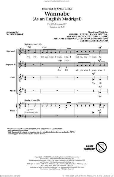 Wannabe (As an English Madrigal) (arr. Nathan Howe)