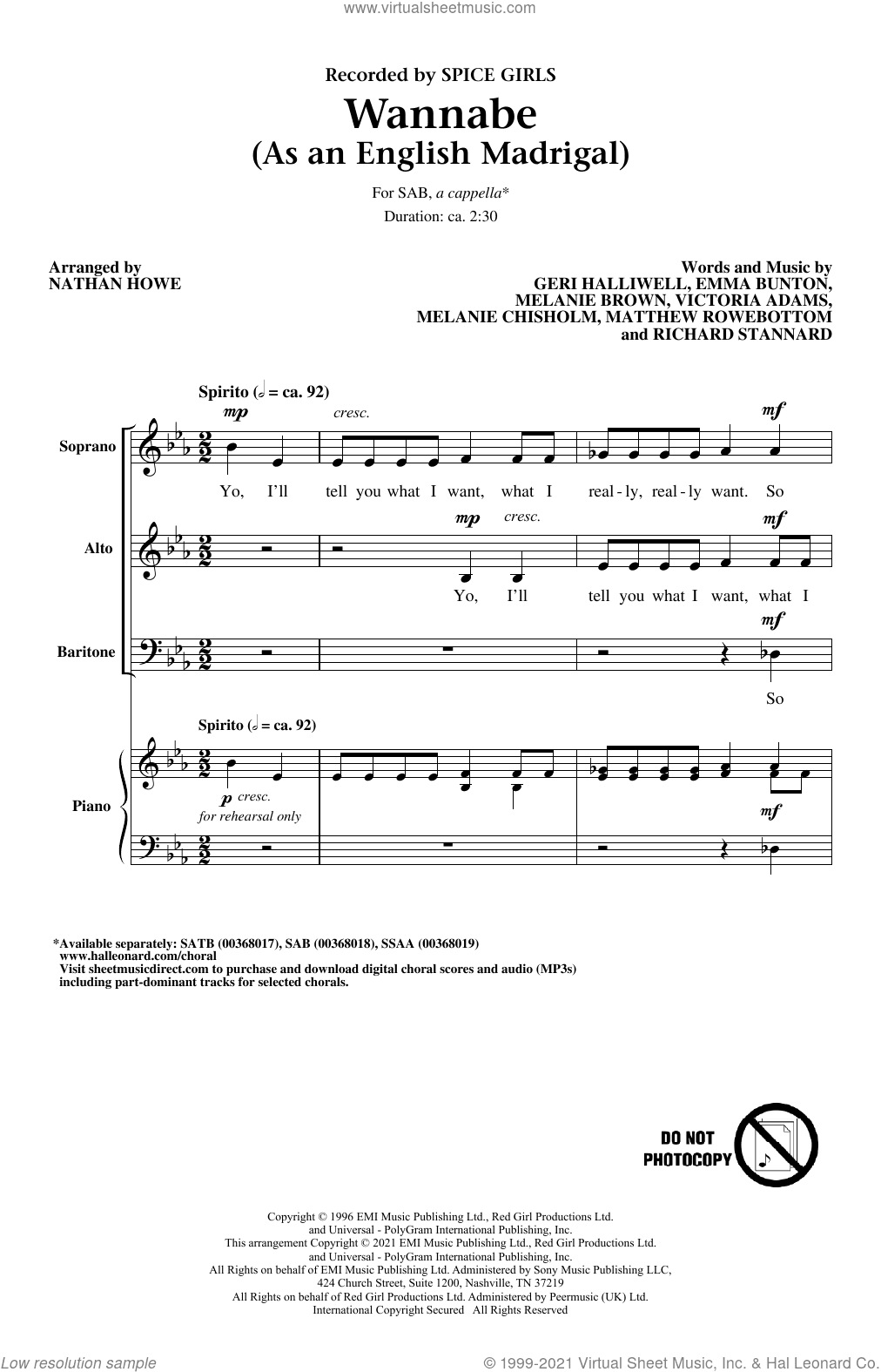 Wannabe (As an English Madrigal) (arr. Nathan Howe)