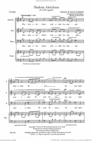 Shalom Aleichem (arr. Gil Aldema)