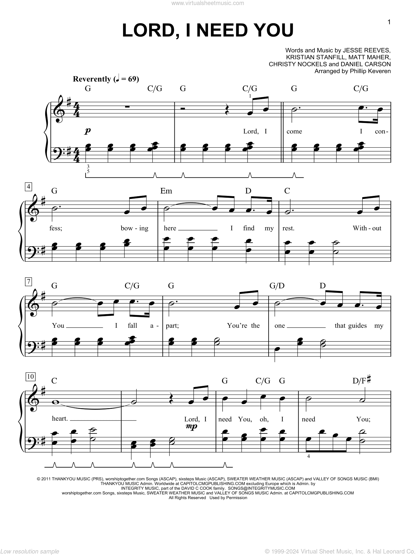 Lord, I Need You (arr. Phillip Keveren)