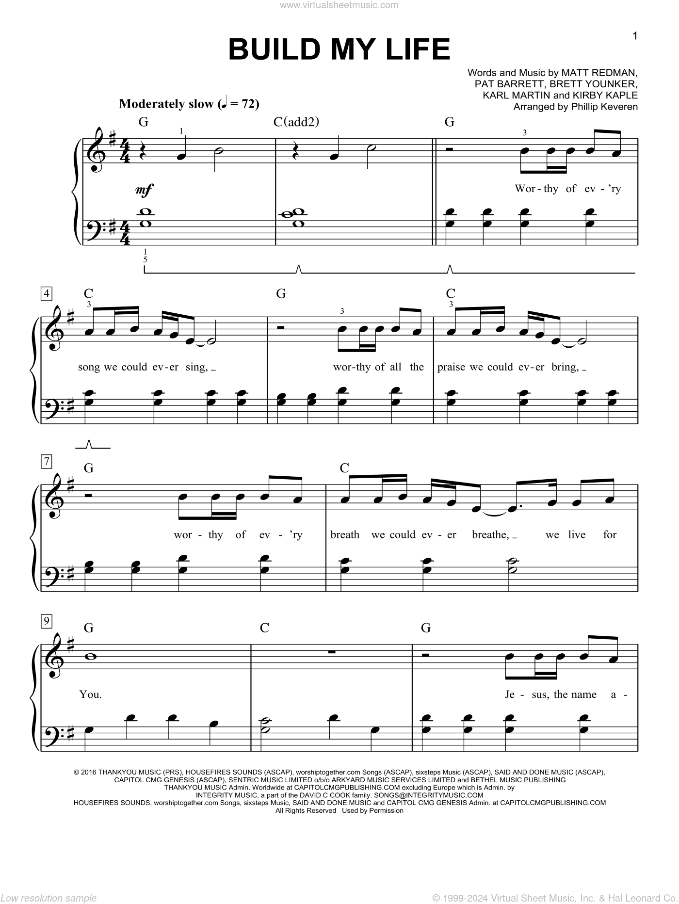 Build My Life (arr. Phillip Keveren), (easy) (arr. Phillip Keveren)