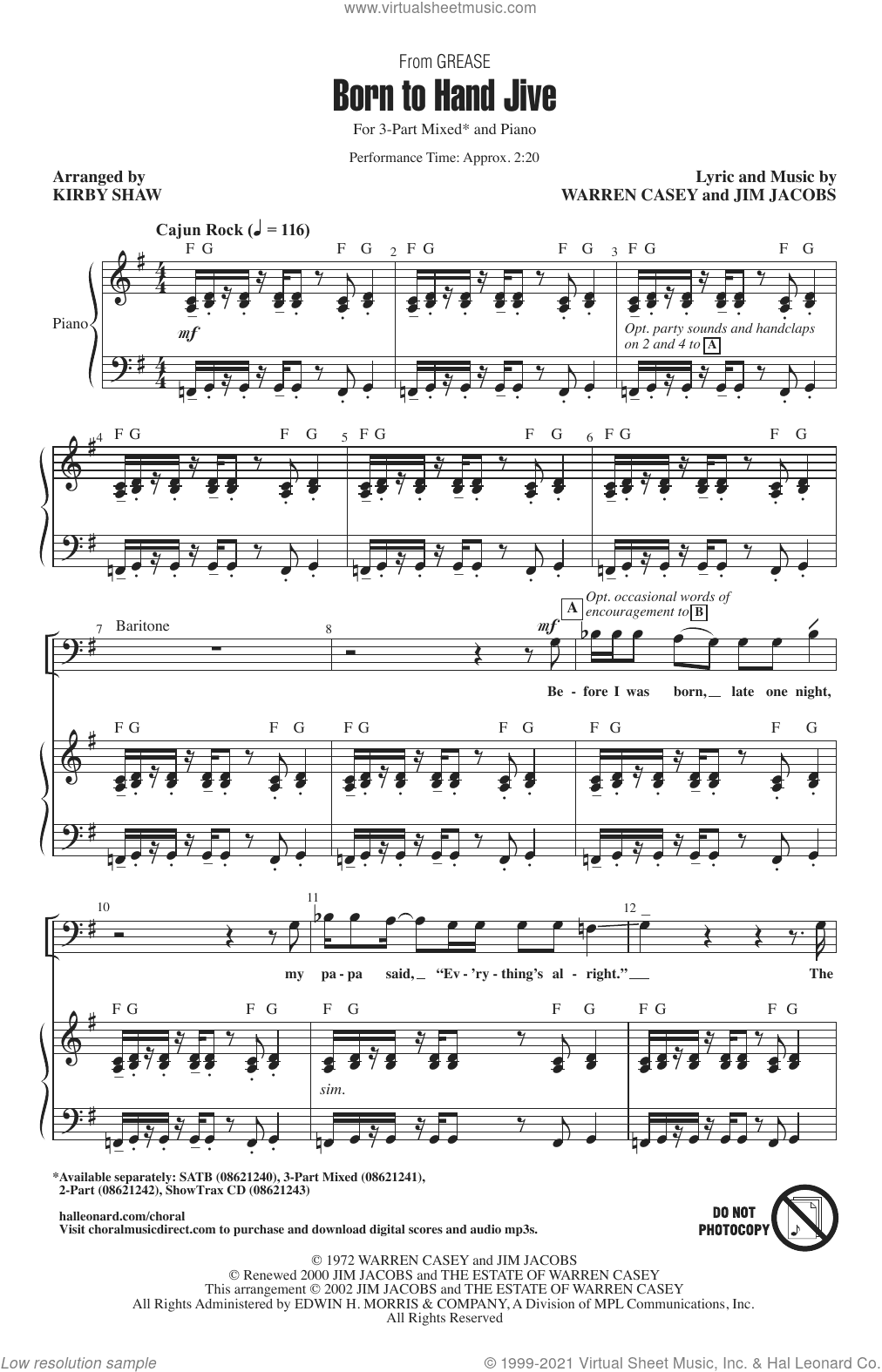 Born To Hand Jive (from Grease) (arr. Kirby Shaw)
