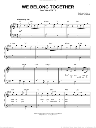 We Belong Together (from Toy Story 3), (beginner)