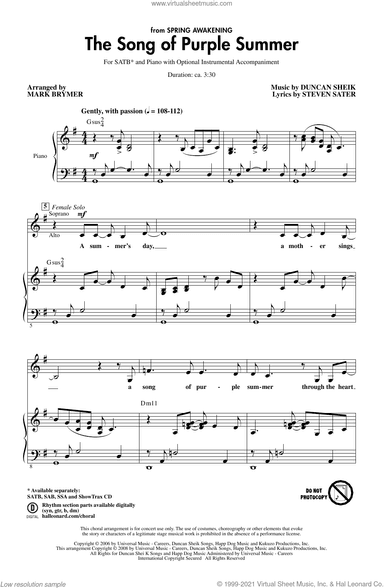 The Song Of Purple Summer (from Spring Awakening) (arr. Mark Brymer)