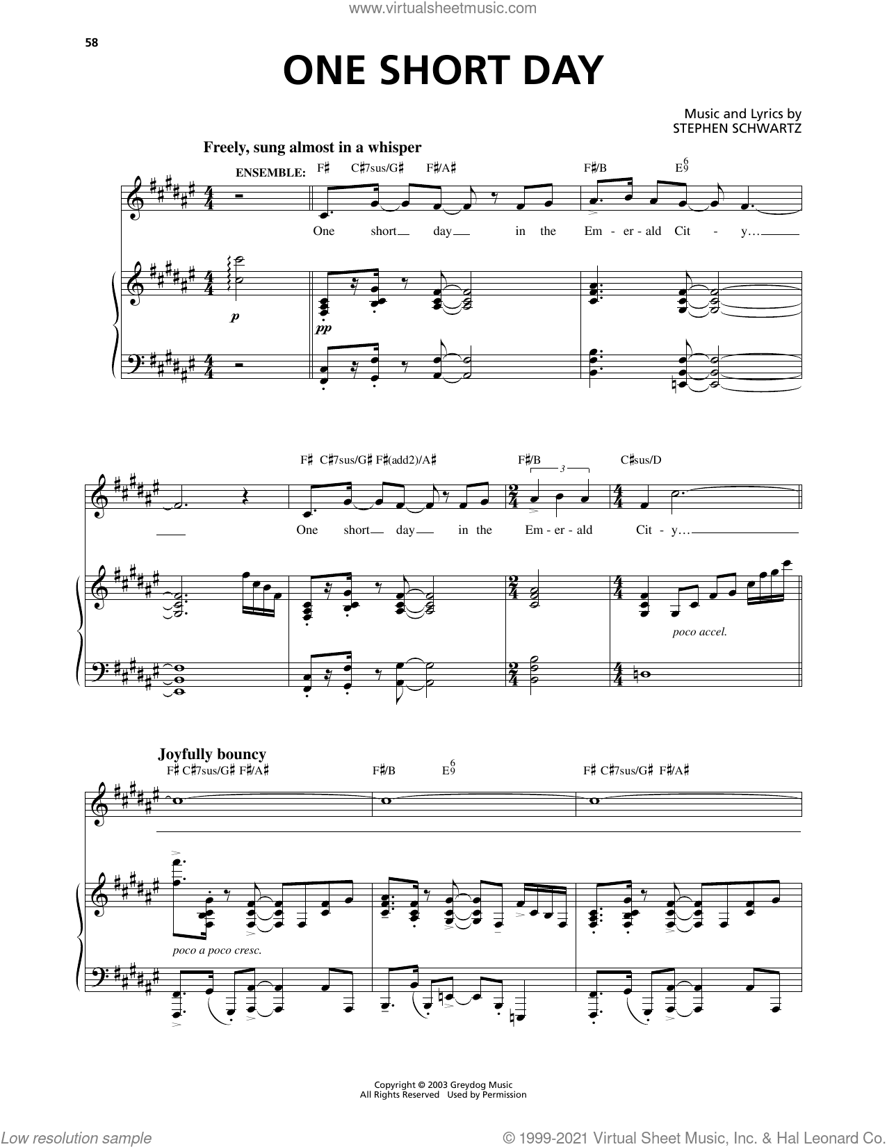 One Short Day (from Wicked)