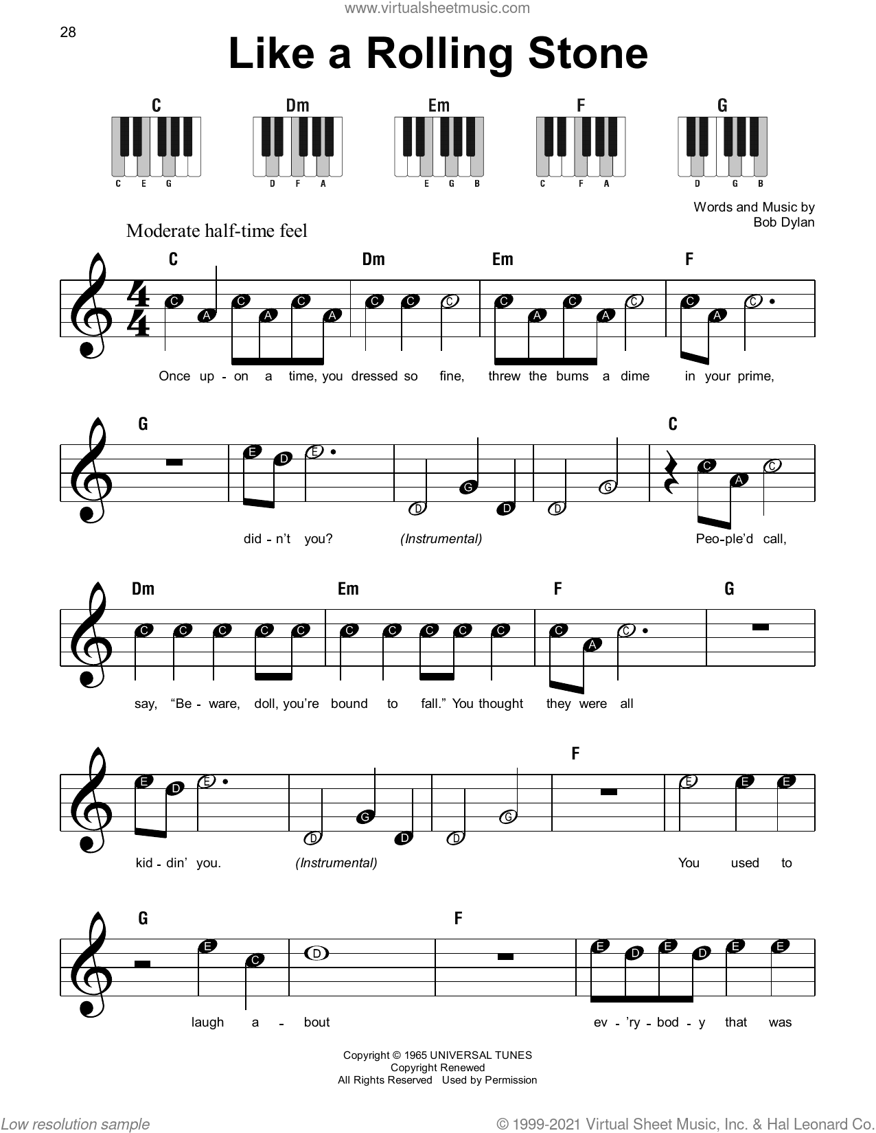 Like A Rolling Stone, (beginner)