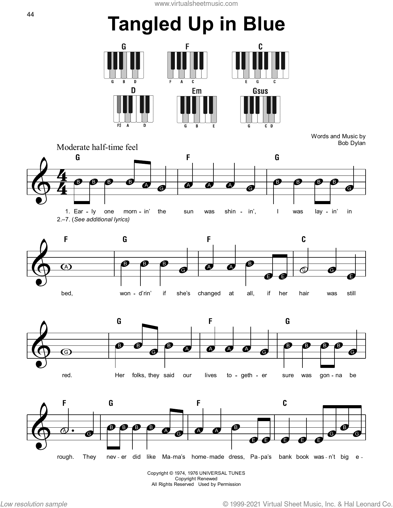 Tangled Up In Blue, (beginner)