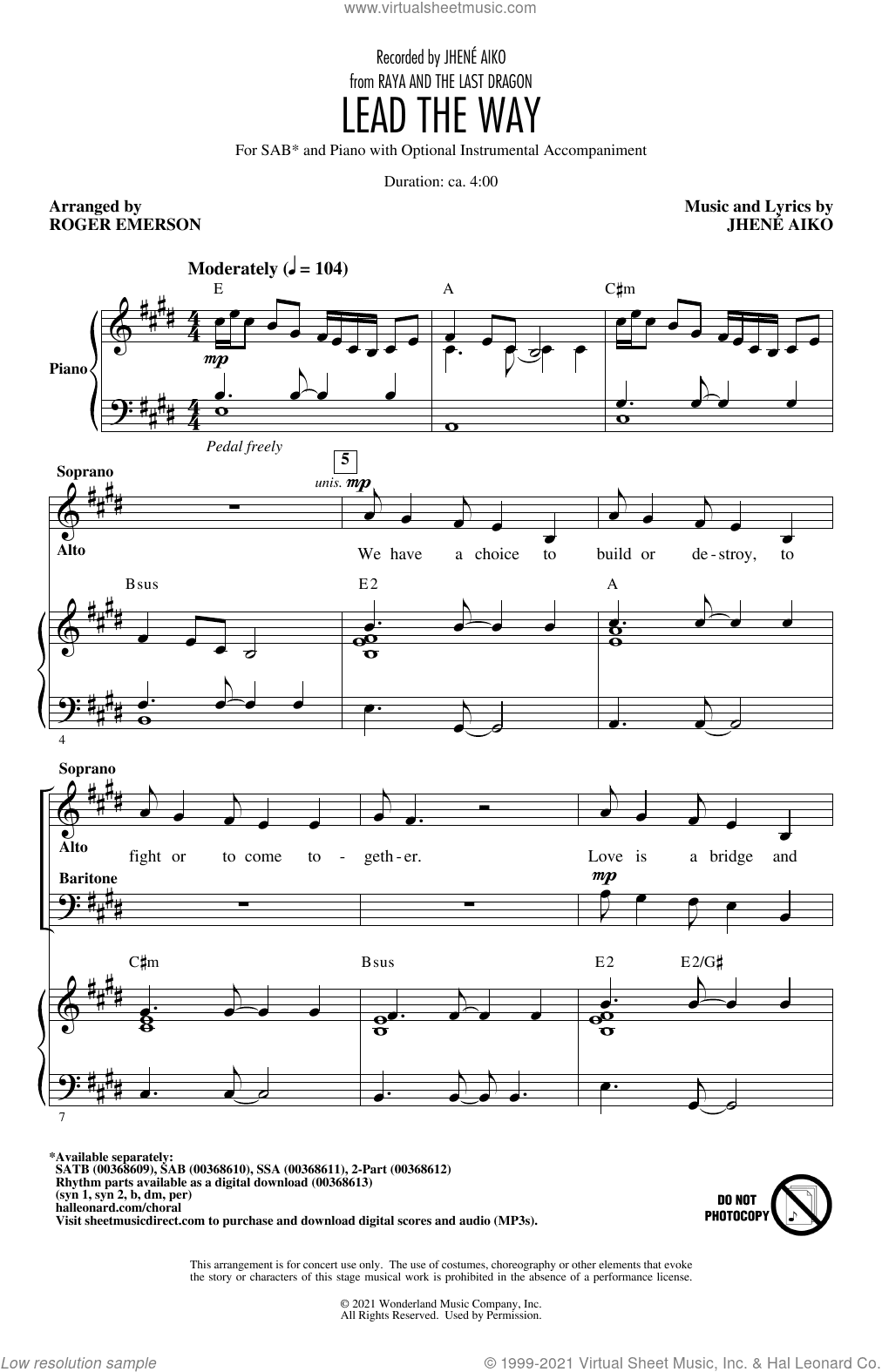 Lead The Way (from Disney's Raya And The Last Dragon) (arr. Roger Emerson)