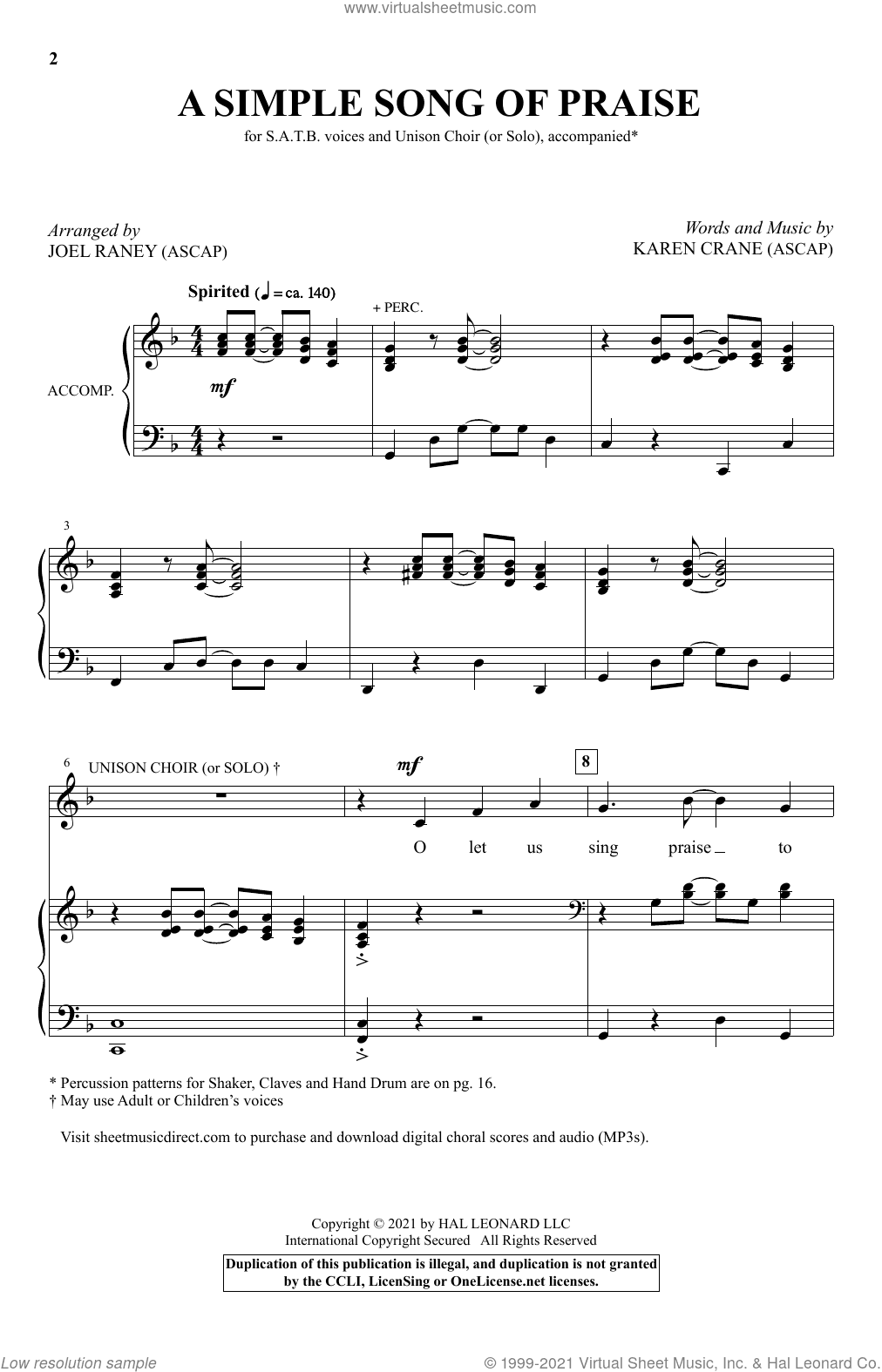 A Simple Song Of Praise (arr. Joel Raney)