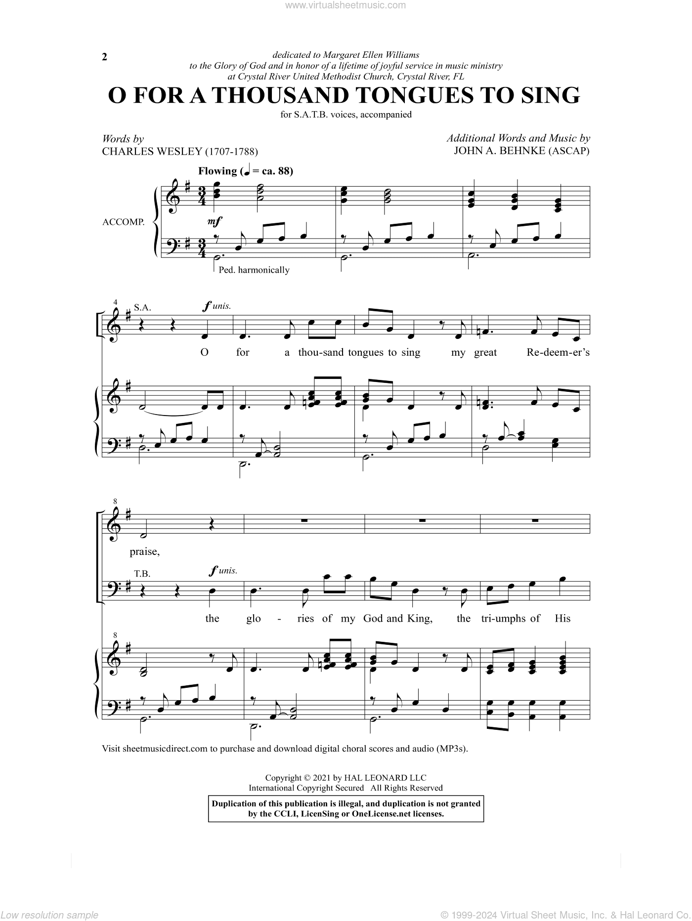 O For A Thousand Tongues To Sing