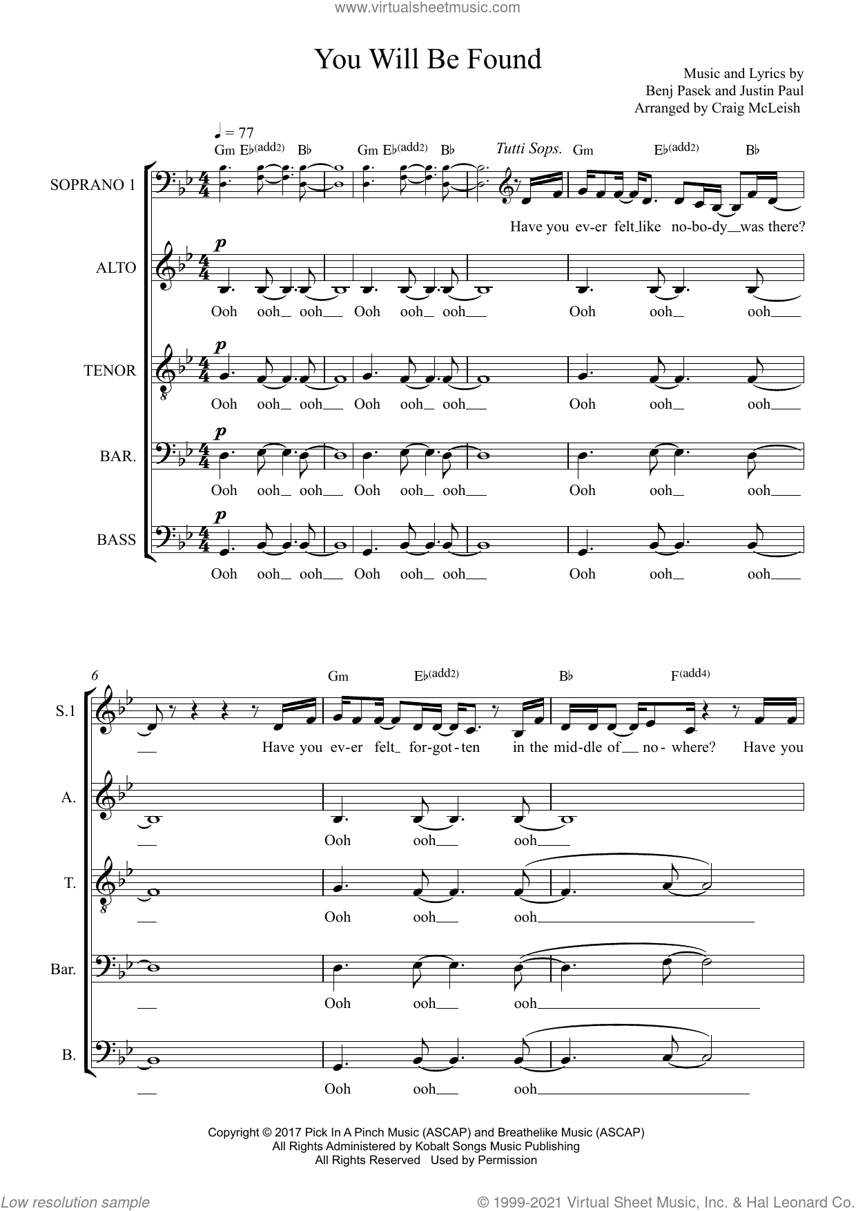 You Will Be Found (from Dear Evan Hansen) (arr. Craig McLeish)