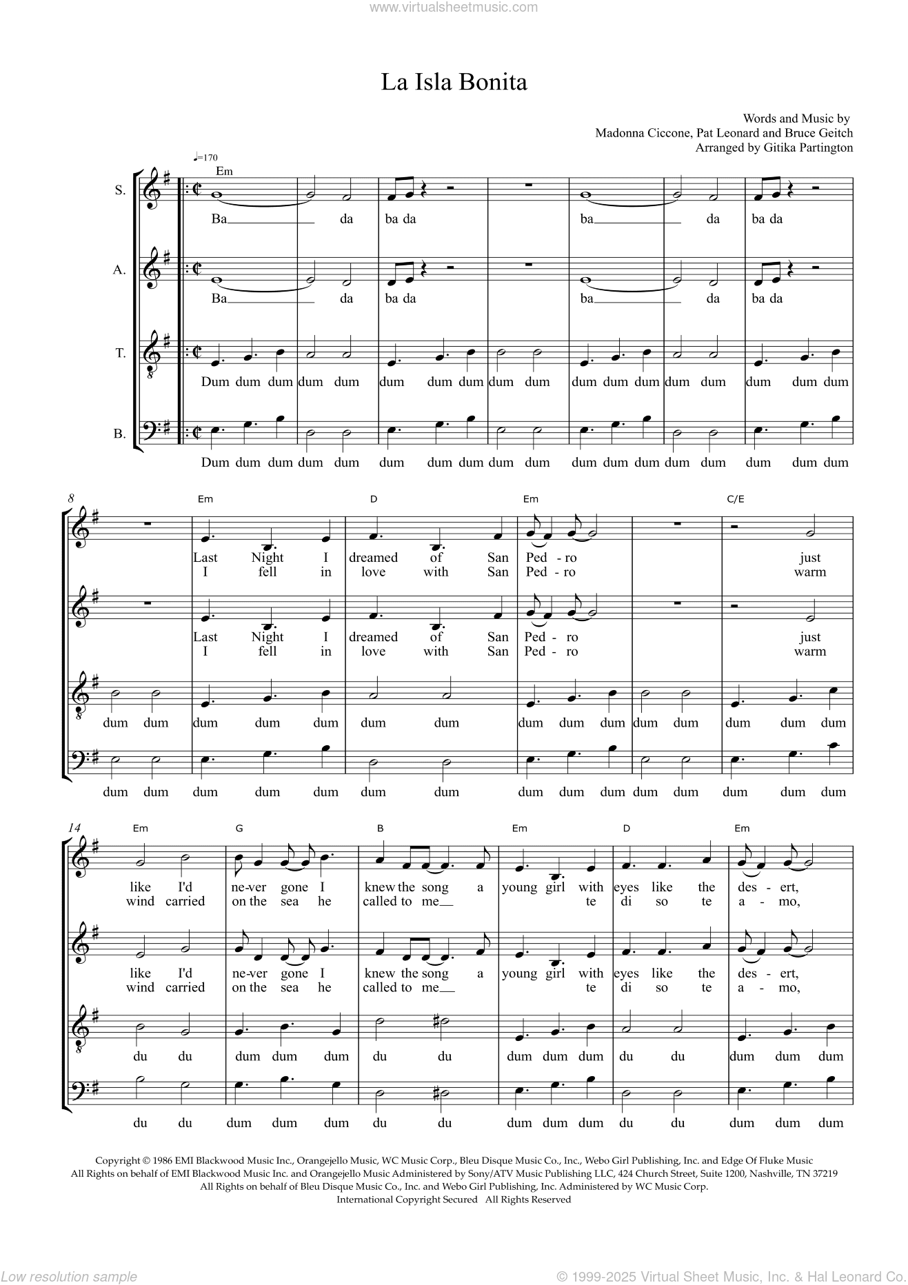 La Isla Bonita (arr. Gitika Partington)