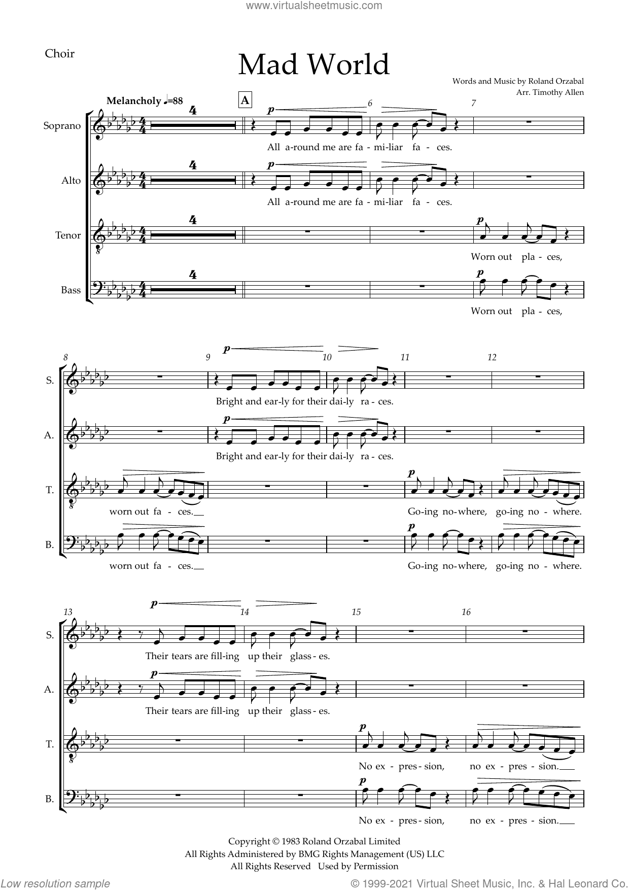 Mad World (arr. Tim Allen) (COMPLETE)