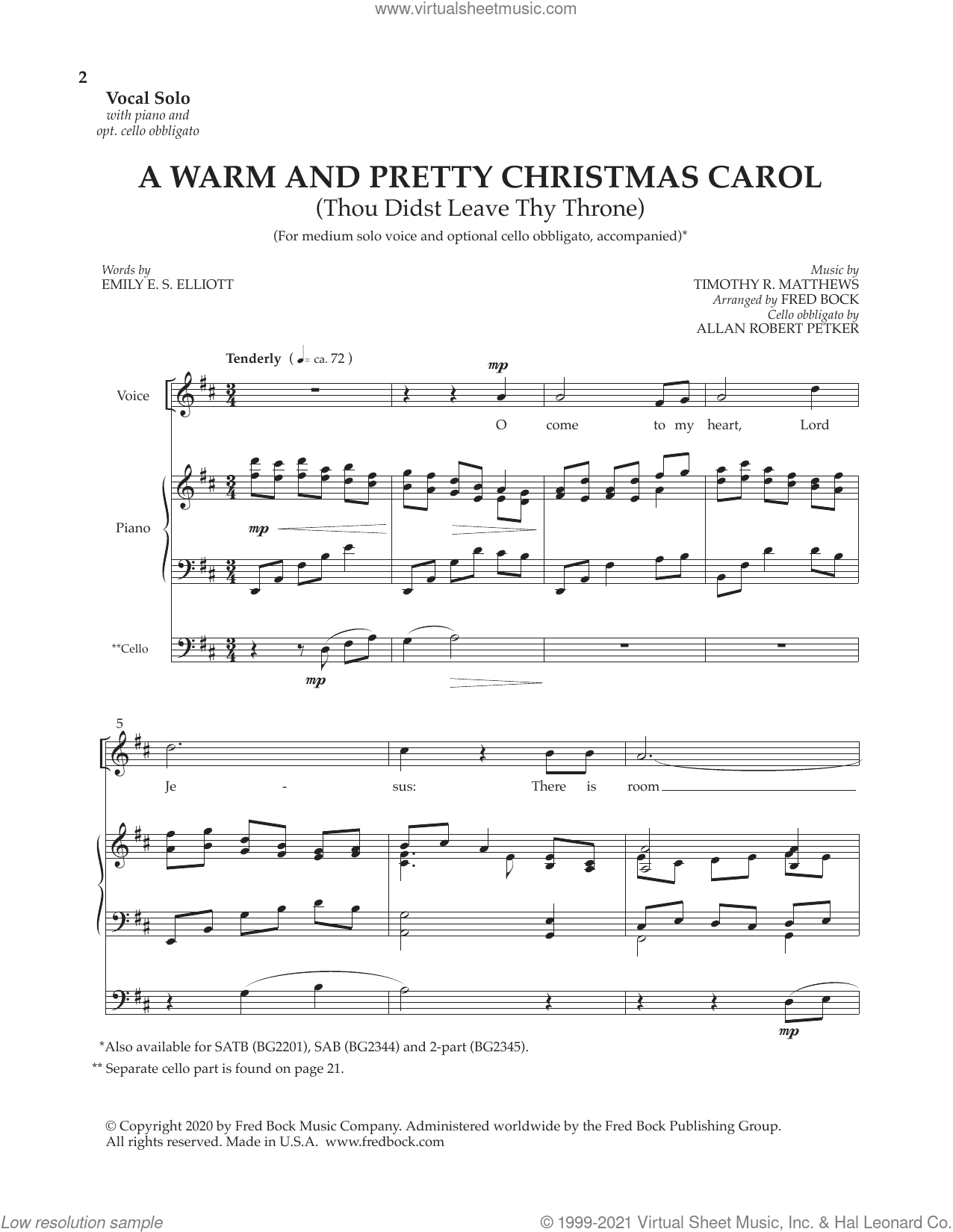 Three Christmas Solos (with optional cello obbligato)
