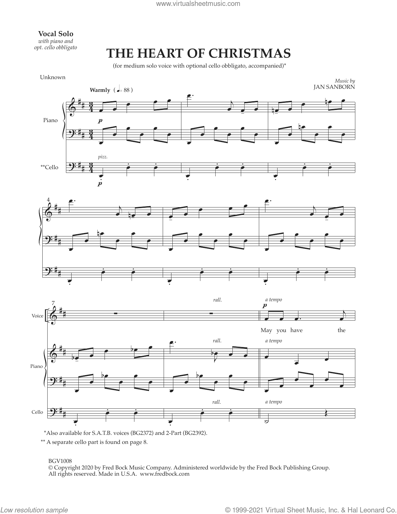 The Heart Of Christmas (with optional cello obbligato)