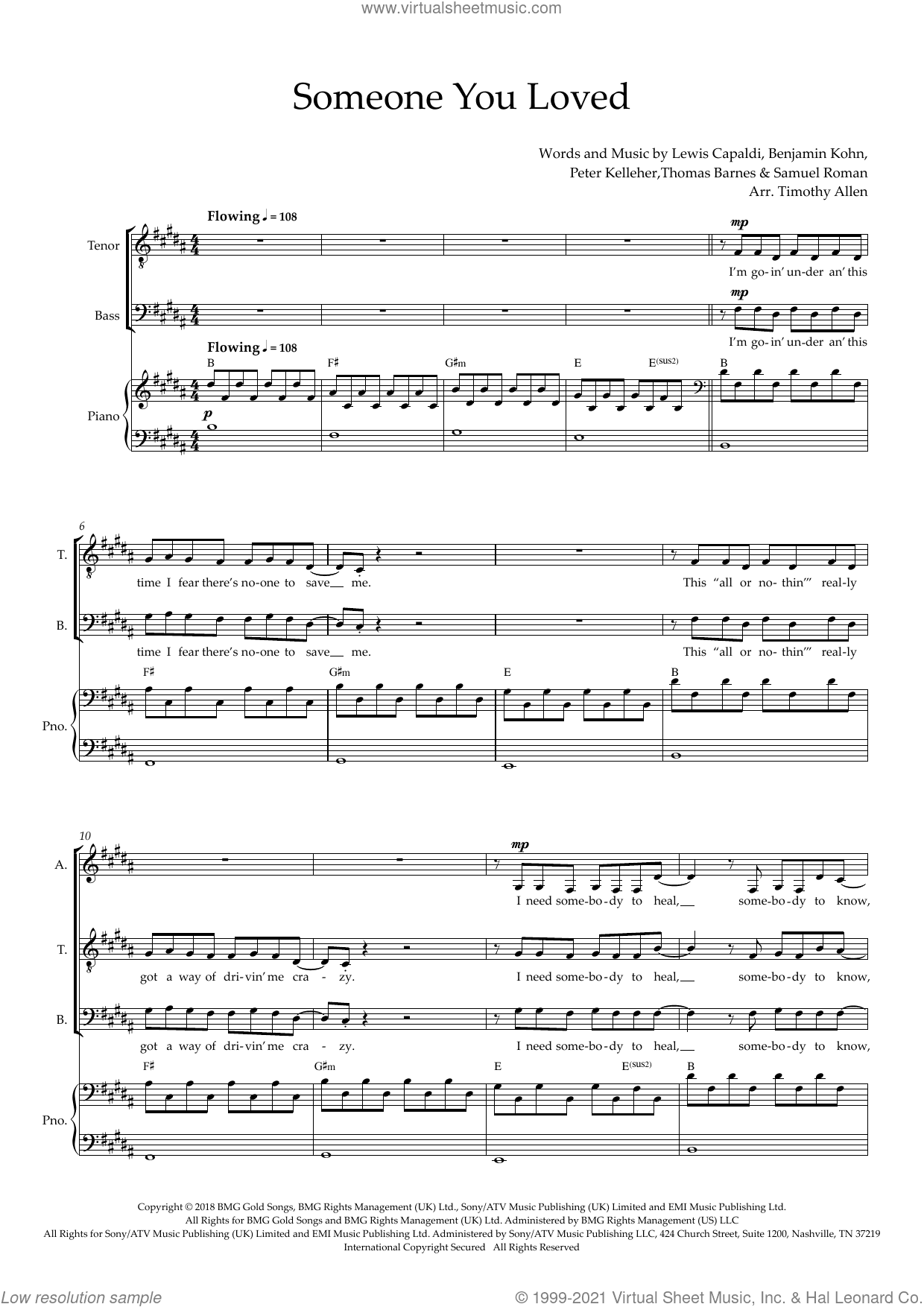 Someone You Loved (arr. Tim Allen) (COMPLETE)