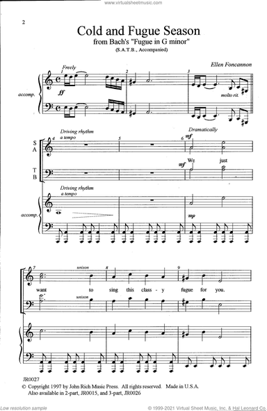Cold and Fugue Season (arr. Ellen Foncannon)