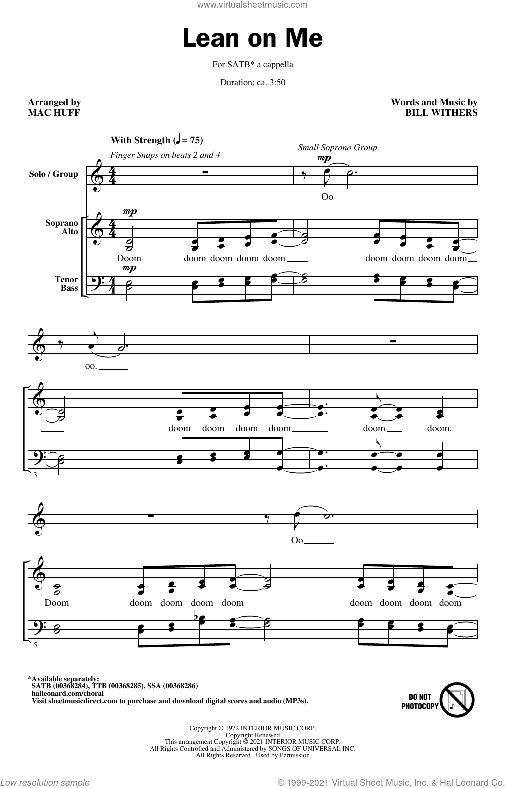 Lean On Me (arr. Mac Huff)