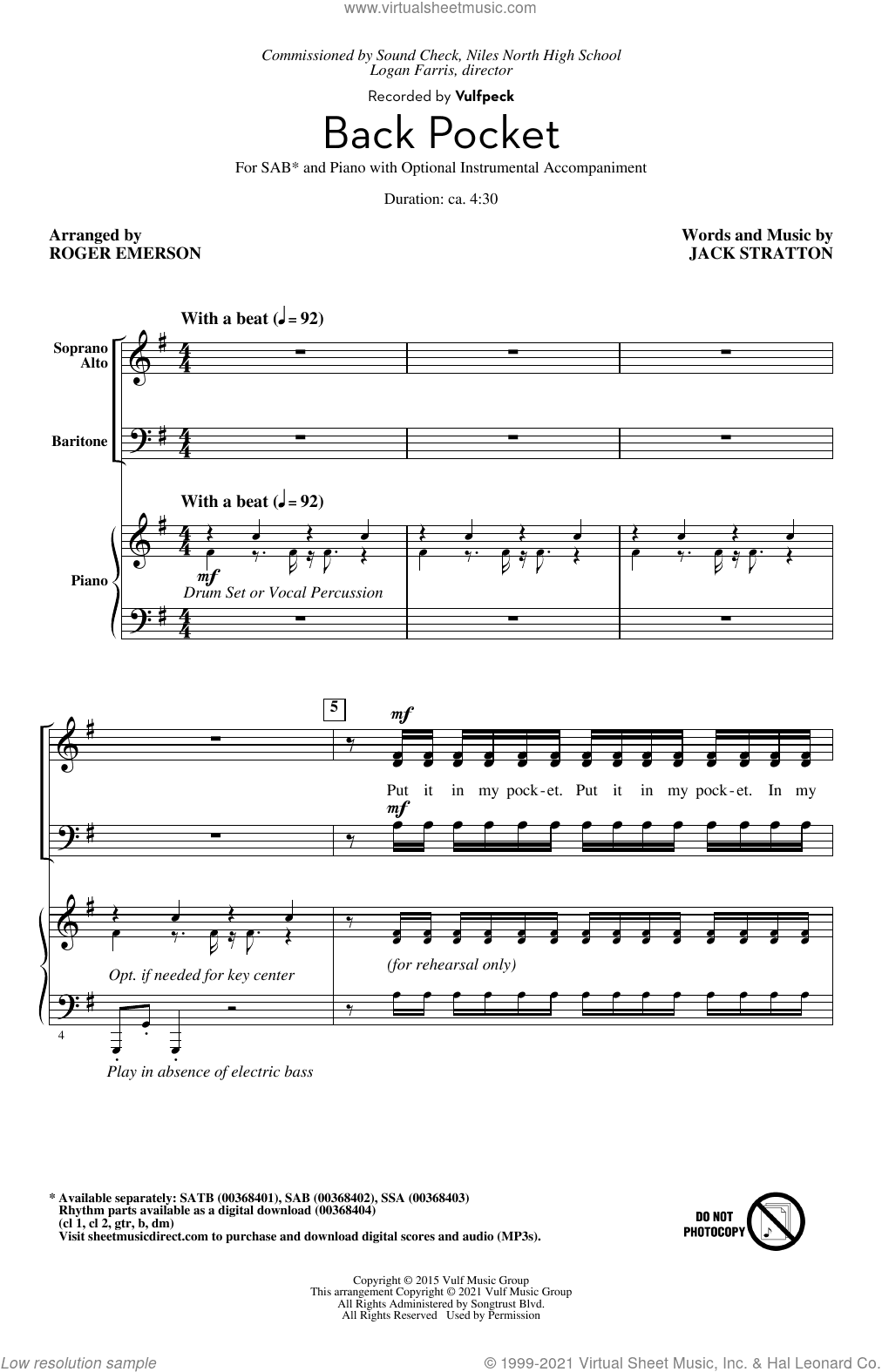 Back Pocket (arr. Roger Emerson)