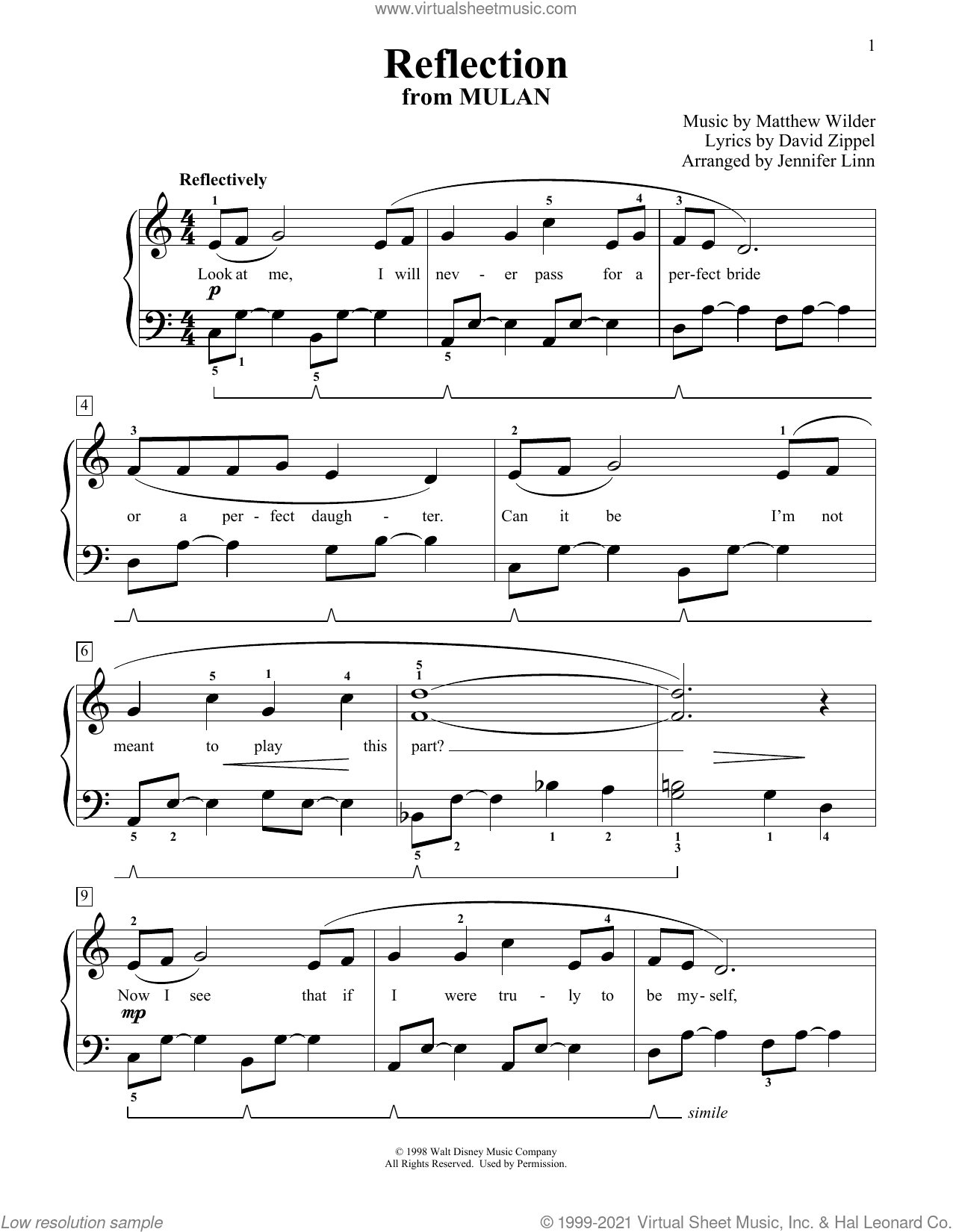 Reflection (from Mulan) (arr. Jennifer Linn)