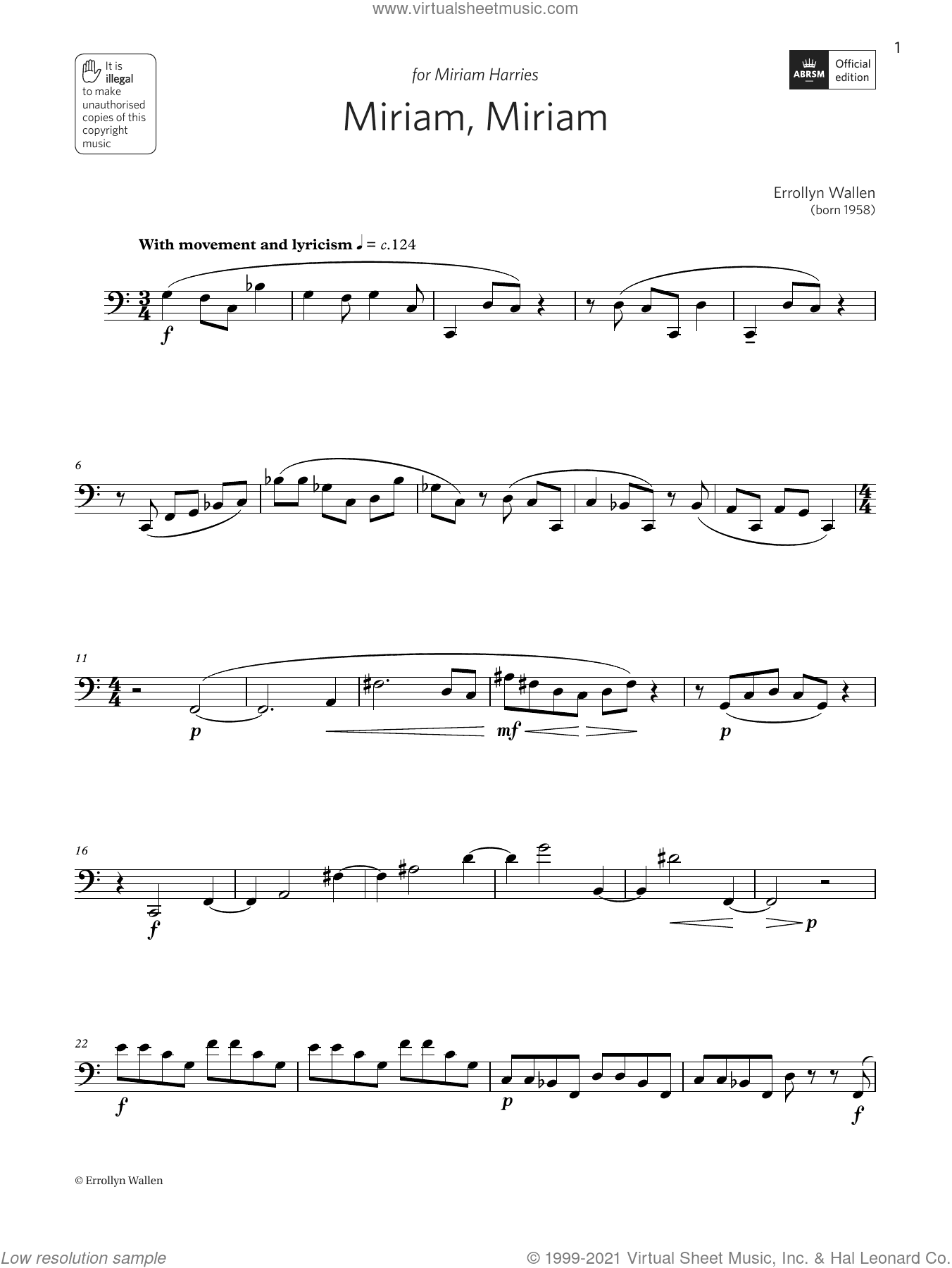 Miriam, Miriam (Grade 6 List B10 from the ABRSM Bassoon syllabus from 2022)