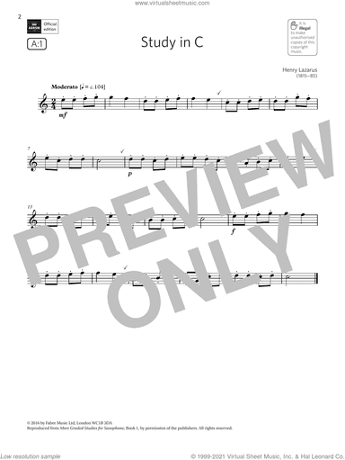 Study in C (Grade 1 List A1 from the ABRSM Saxophone syllabus from 2022)
