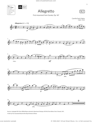 Allegretto (from Sonata, Op. 167) (Grade 7 List B2 from the ABRSM Clarinet syllabus from 2022)