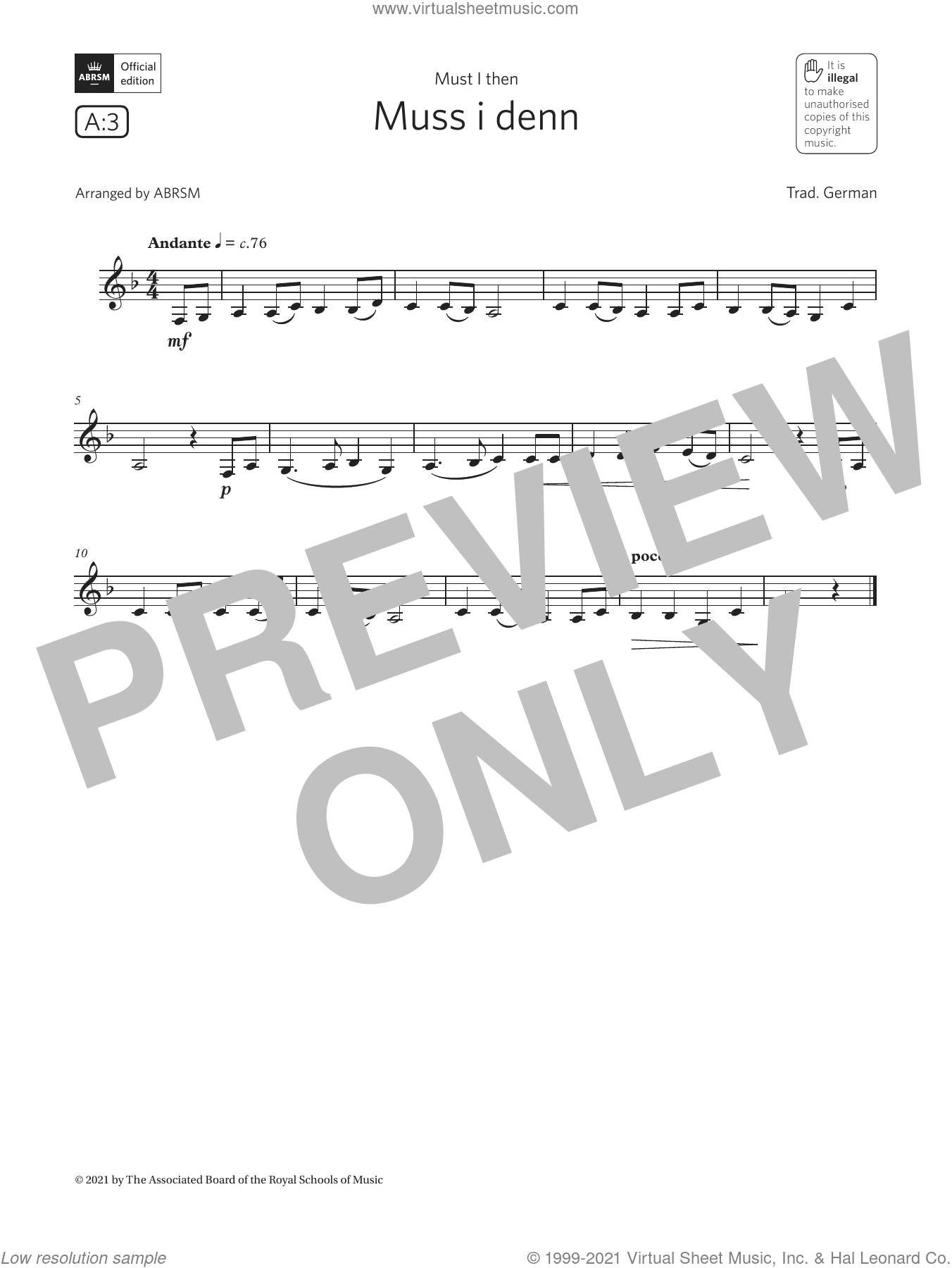 Muss i denn  (Grade 1 List A3 from the ABRSM Clarinet syllabus from 2022)