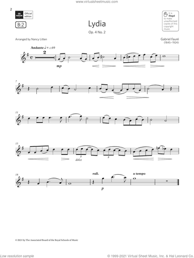 Lydia, Op. 4 No. 2  (Grade 3 List B2 from the ABRSM Clarinet syllabus from 2022)