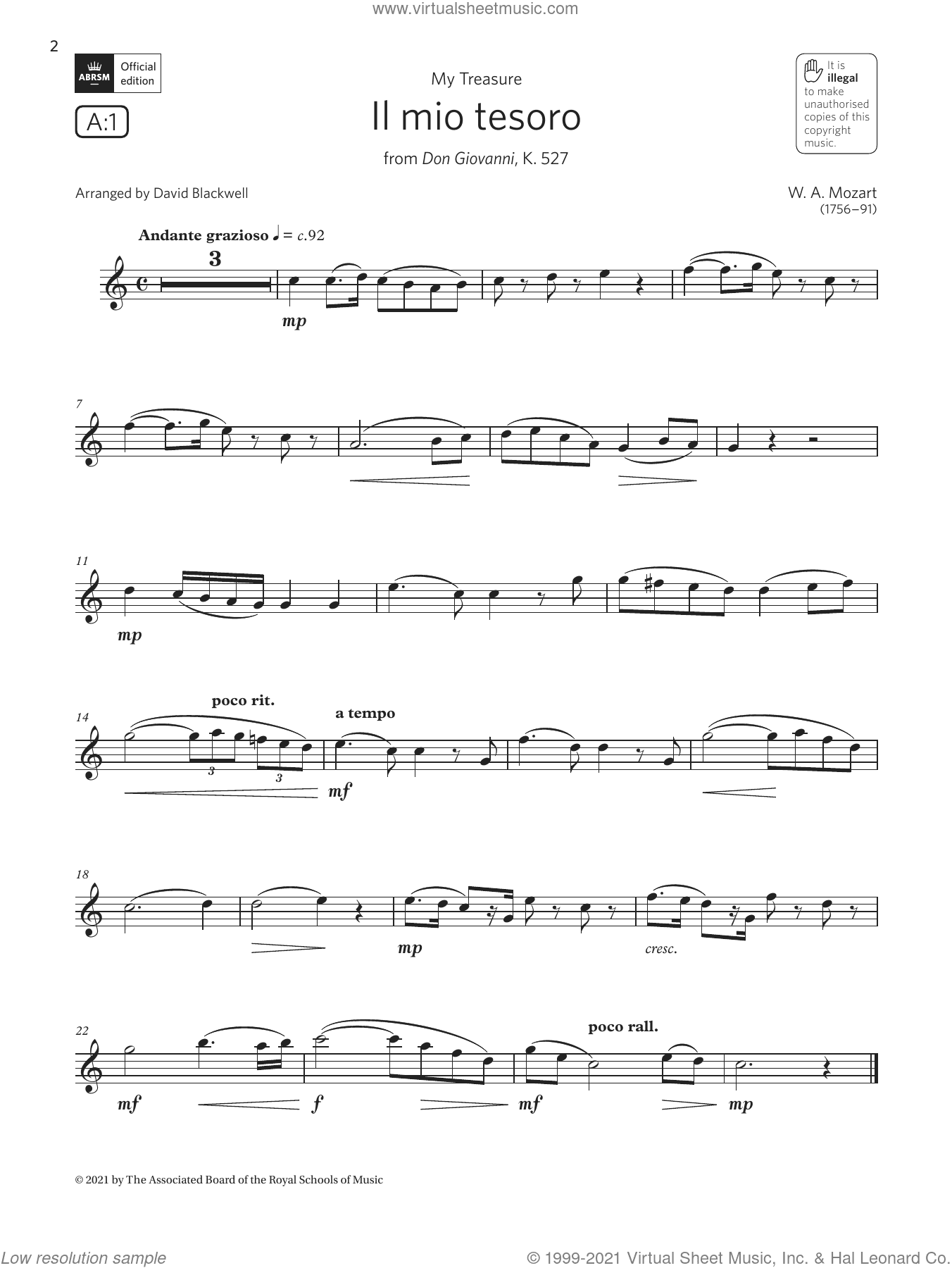 Il mio tesoro (from Don Giovanni)  (Grade 3 List A1 from the ABRSM Clarinet syllabus from 2022)