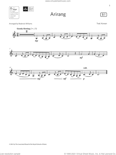 Arirang  (Grade 1 List B1 from the ABRSM Clarinet syllabus from 2022)