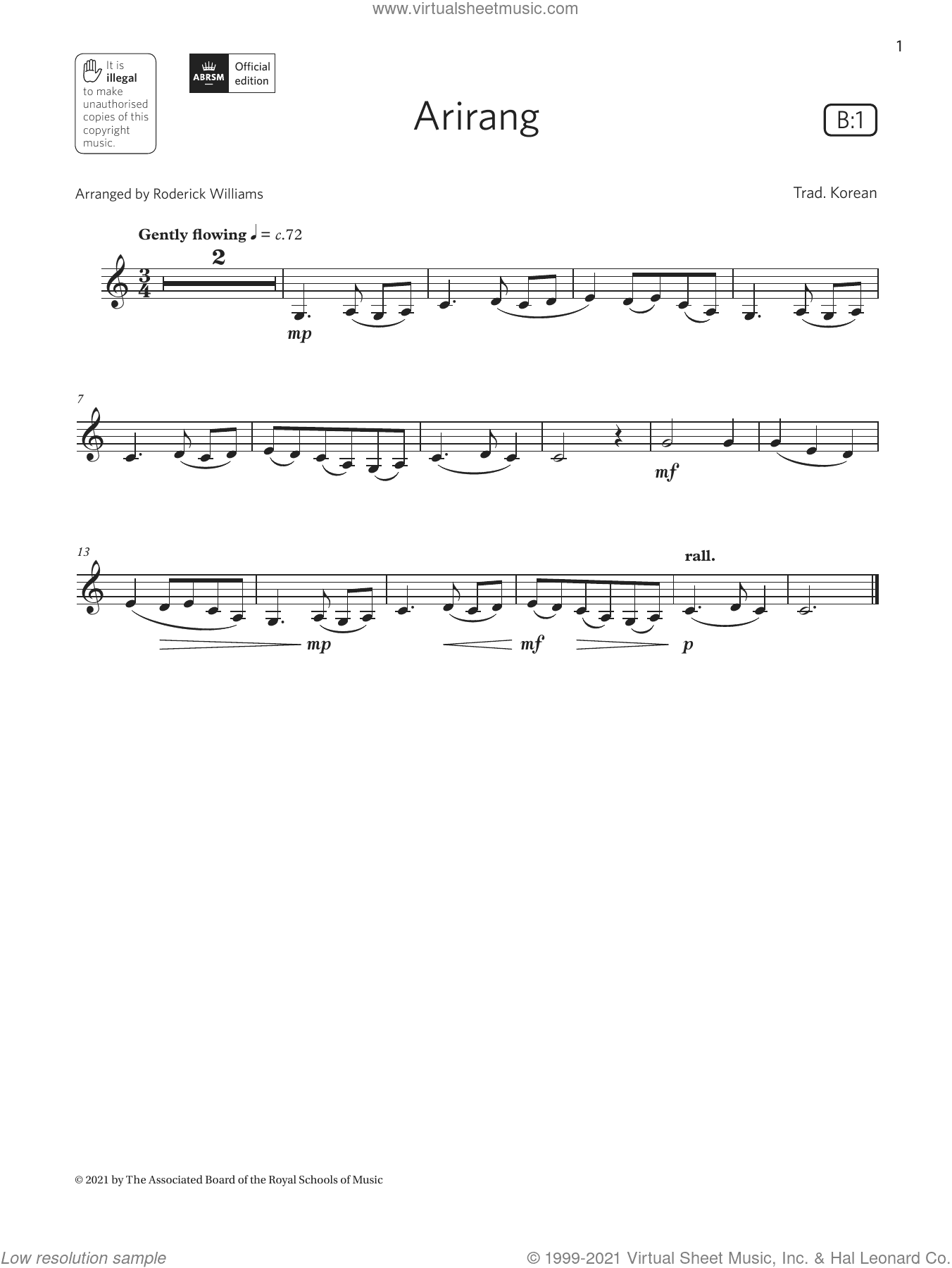 Arirang  (Grade 1 List B1 from the ABRSM Clarinet syllabus from 2022)