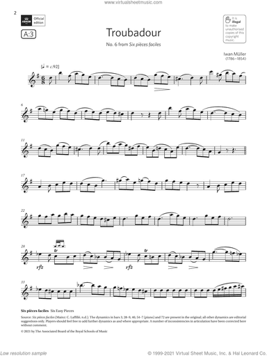 Troubadour (from Six pieces faciles) (Grade 5 List A3 from the ABRSM Clarinet syllabus from 2022)