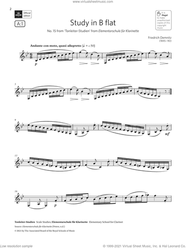 Study in B flat ('Tonleiter-Studien') (Grade 5 List A1 from the ABRSM Clarinet syllabus from 2022)