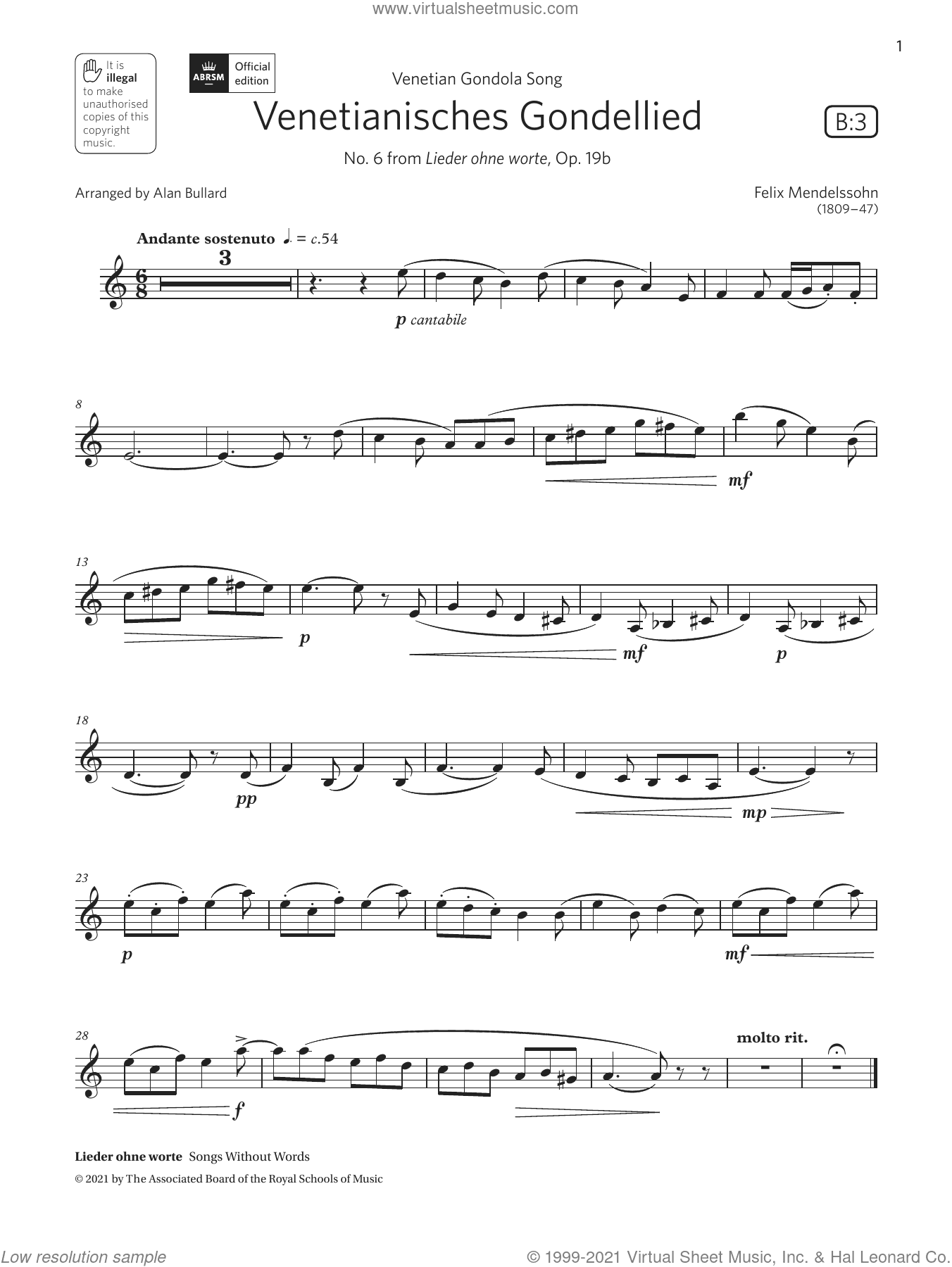 Venetianisches Gondellied (Grade 3 List B3 from the ABRSM Clarinet syllabus from 2022)