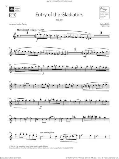 Entry of the Gladiators, Op. 68  (Grade 4 List C3 from the ABRSM Saxophone syllabus from 2022)