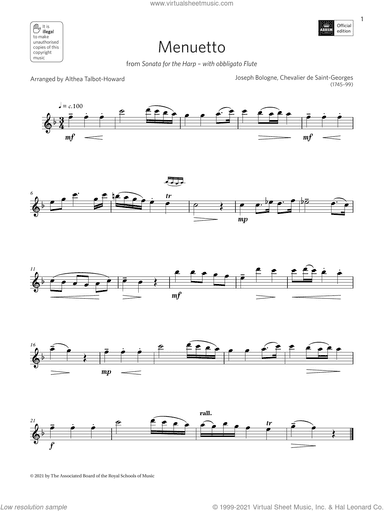 Menuetto from Sonata for the Harp (Grade 2 A5 from the ABRSM Treble Recorder syllabus from 2022)