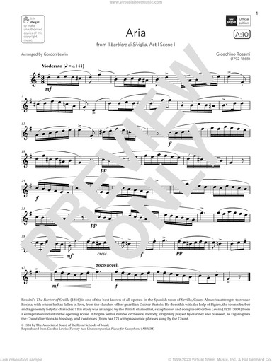 Aria (from Il barbiere di Siviglia)  (Grade 5 List A10 from the ABRSM Saxophone syllabus from 2022)