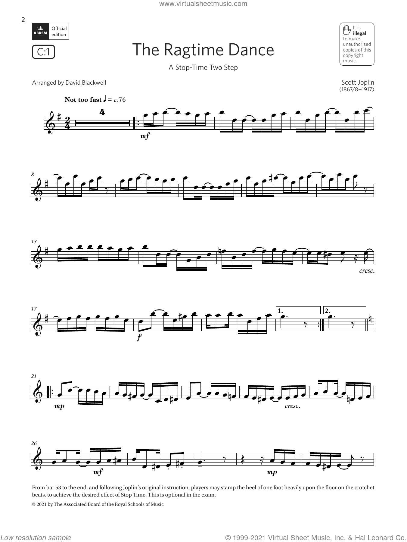 The Ragtime Dance (A Stop-Time Two Step)  (Grade 5 C1 from the ABRSM Saxophone syllabus from 2022)