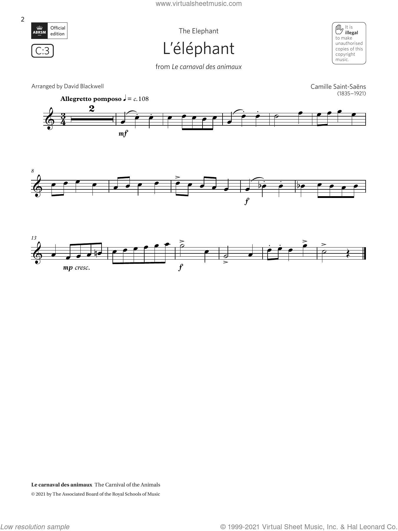 L'elephant (from Le carnaval des animaux) (Grade 1 C3 from the ABRSM Saxophone syllabus from 2022)