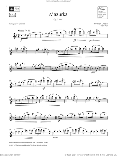 Mazurka, Op. 7 No. 1  (Grade 5 List C3 from the ABRSM Flute syllabus from 2022)