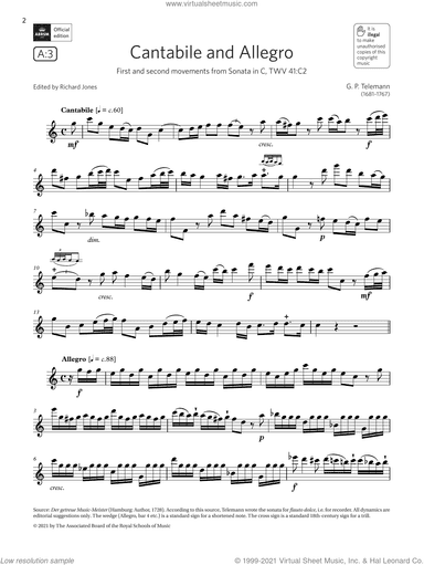 Cantabile and Allegro (from Sonata in C) (Grade 6 List A3 from the ABRSM Flute syllabus from 2022)