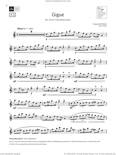 Gigue (No. 3 from Trois petites pieces) (Grade 5 List A3 from the ABRSM Flute syllabus from 2022)