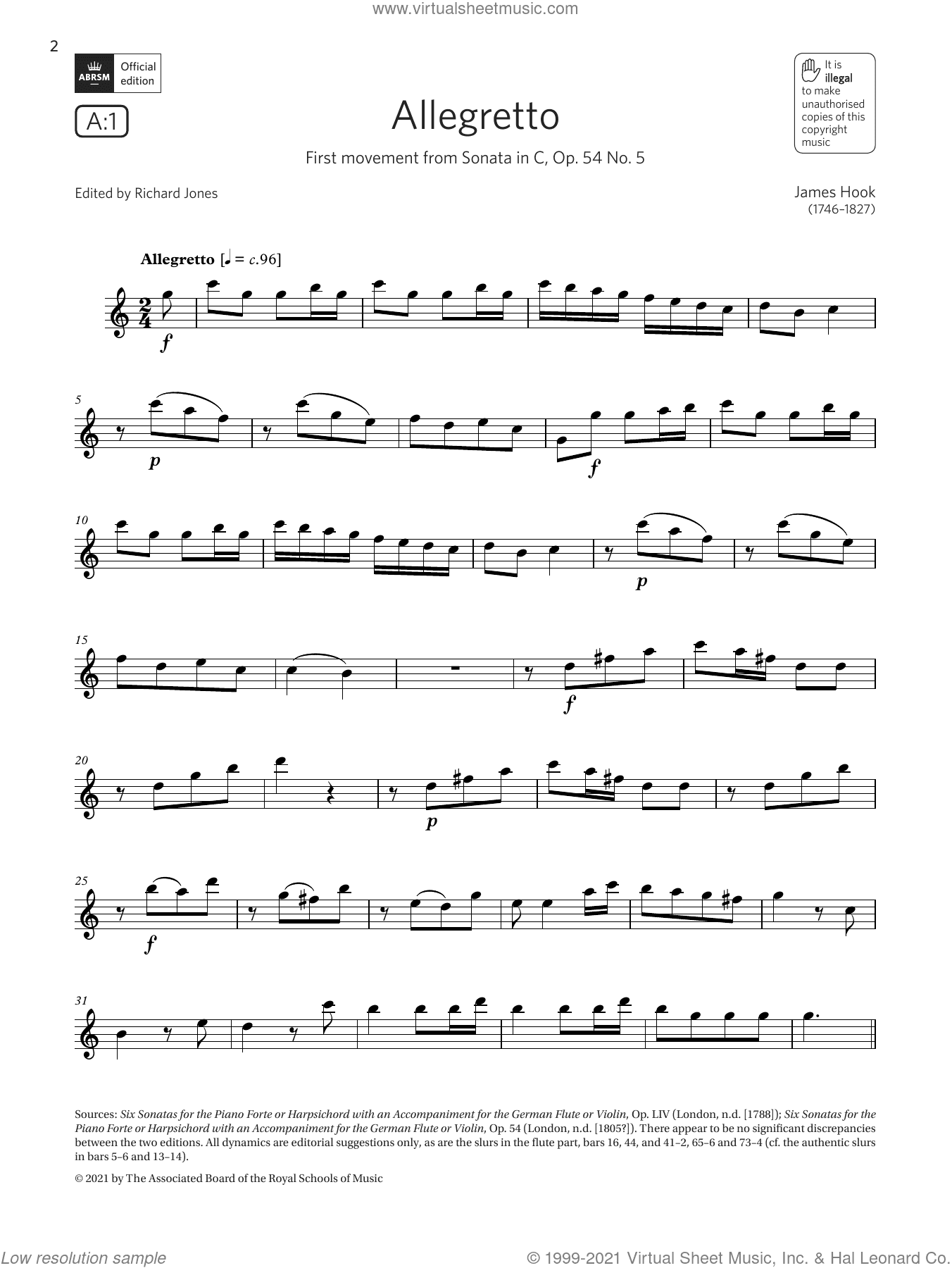 Allegretto (from Sonata in C, Op.54 No.5) (Grade 4 List A1 from the ABRSM Flute syllabus from 2022)