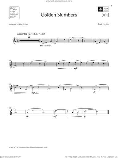 Golden Slumbers  (Grade 1 List B3 from the ABRSM Flute syllabus from 2022)